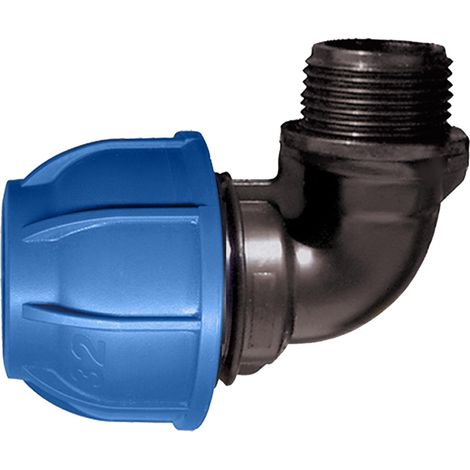Jardibric – Coude fileté pour arrosage enterré – Raccord de compression PN10 – Diamètre 32mm – Filetage mâle 26x34 – Connexion étanche et durable (1/2)