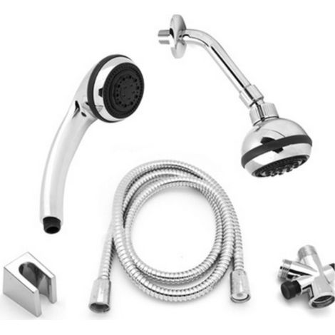 Kit de douchette douchette Dianhydro avec pomme de douche 5 fonctions, bras en dentelle et inverseur pour baignoire-douche