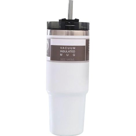 Isolierter Becher aus Edelstahl 304 mit Strohhalm, ideal für Zuhause, stilvoller wiederverwendbarer Becher, hält Getränke heiß, praktische Größe. (1/5)