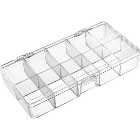Boîte de rangement pour composants sourcing map - PS-Fest 10 compartiments, blanc transparent, 176 x