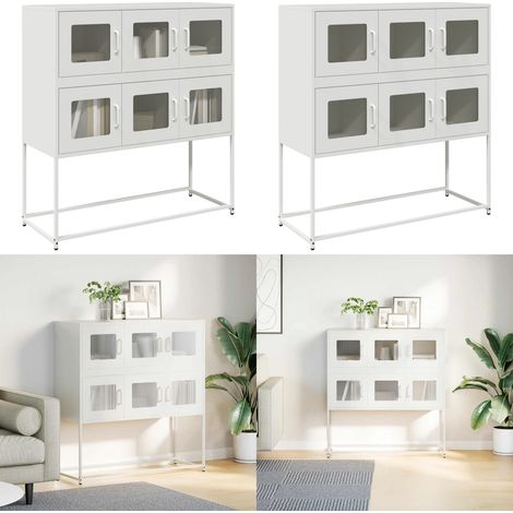 vidaXL Sideboard Weiß 100,5x39x107 cm Kaltgewalzter Stahl (1/5)