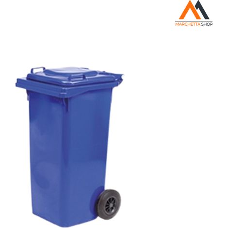 BIDONE IMMONDIZIA CARRELLATO Lt. 120 - cm 55 x 50 x 94 blu