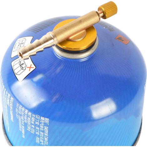Adaptateur de remplissage de gaz en laiton, vanne de sécurité pour brûleurs de réchaud de camping (jaune) (1/5)