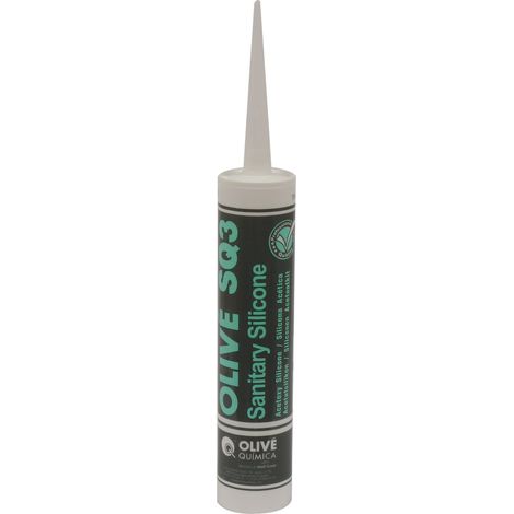OLIVE - Mastic silicone blanc spécial sanitaire - cartouche de 300ml - 15843 - Ce produit de marque OLIVE est neuf.