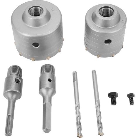 Rosvola Mèche de forage en béton avec manche rond de 110 mm SDS Plus Trépan pour trou de sciage de béton Mèche de forage pour mur en pierre de ciment avec expansion de 65/80 mm (Argent) (1/5)
