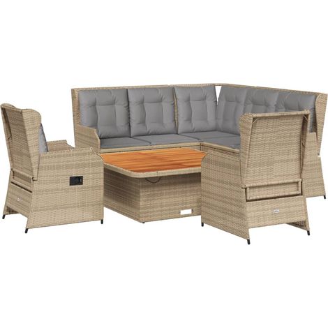 Set de muebles jardín con cojines 6 pzas ratán sintético beige vidaXL (1/5)