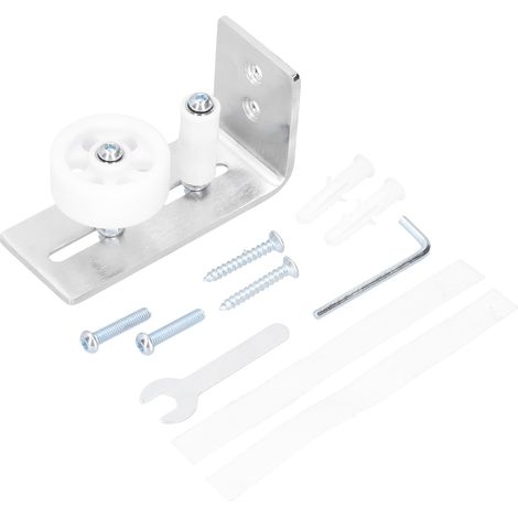 Guida al pavimento per porta della stalla Kit rulli per cromatura in acciaio al carbonio Accessorio hardware Argento