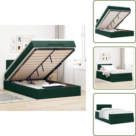 Lit ottoman avec matelas vert foncé 120x190 cm velours - Cadre De Lit Ottoman - Cadres De Lit Ottomans - Lit Ottoman - Lits Ottomans (1/5)
