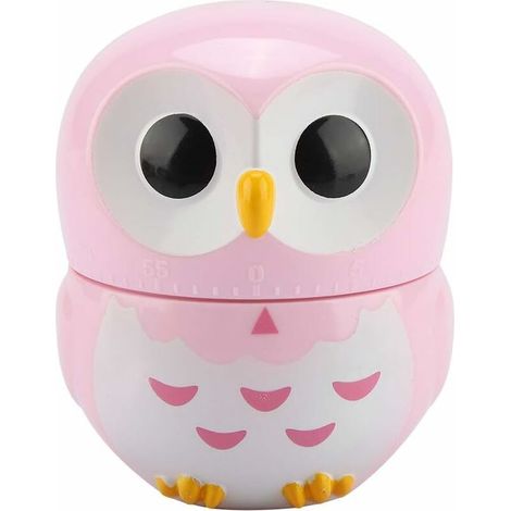 VURAHOME - Jolis Hiboux En Forme De Cuisine Manuel Minuteur Mécanique De Cuisine À La Maison Comptoirs Horloge D'Alarme Réveil Portable Outil De Cuisine (Rose) Accessoire De Cuisine (1/5)