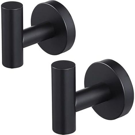 Patère noire patère patère porte-serviettes patère murale en acier inoxydable patère murale 2 pièces (1/5)