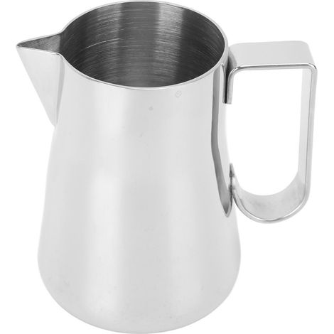 Pichet à lait en acier inoxydable 350 ml, couleur argent, idéal pour mélanger le lait et les boissons à base de café. (1/5)