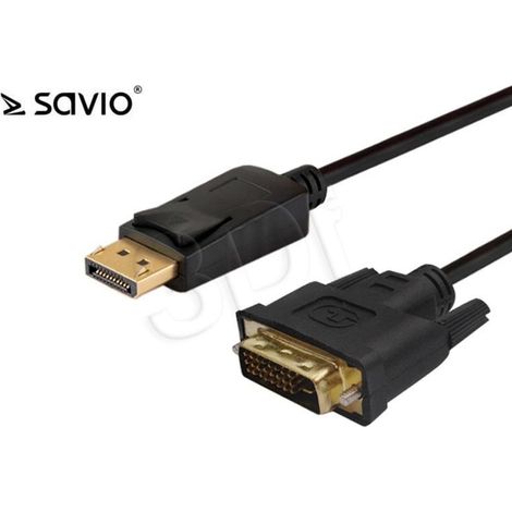 Cable DisplayPort-DVI SAVIO, 1,8 m, negro