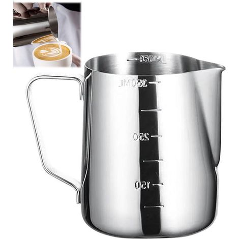Montalatte in acciaio inox, tazza per montare caffè e latte in acciaio inox, beccuccio affusolato, scala graduata, facile da pulire (1/5)