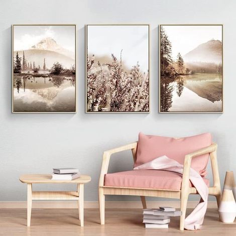 CCYKXAPoster beige pour la maison, peinture moderne de paysage de plante de roseau, salon, bureau, décoration murale, sans cadre (20 x 30 cm x 3) (1/5)