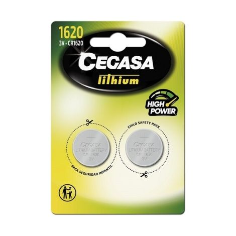 Cegasa Lithium CR1620 Pack de 2 Pilas 3V
La gama de pilas de Litio y BotÃ³n se adapta a esos pequeÃ±os aparatos que hacen la vida diaria mÃ¡s cÃ³moda: