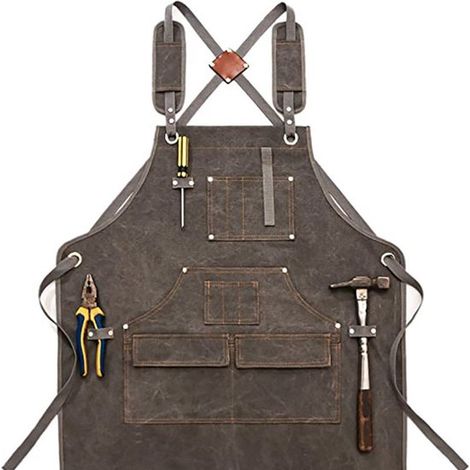 Delantal moderno minimalista de lona gruesa，ropa de trabajo para carpinteros y electricistas，delantal para herramientas，negro-gris