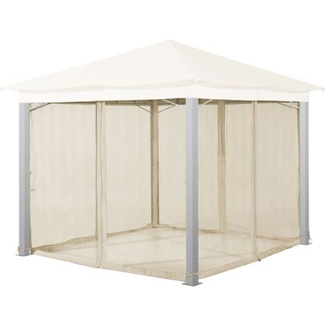 TOOLPORT Moskitonetz für Gartenpavillon Sunset Classic 3x3 m - Polyester - Insektengitter mit Reißverschluss - champagner (1/5)