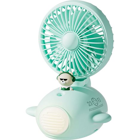 Mini ventilateur brumisateur mignon USB rechargeable pour été, bureau, dortoir étudiant, vert (1/5)