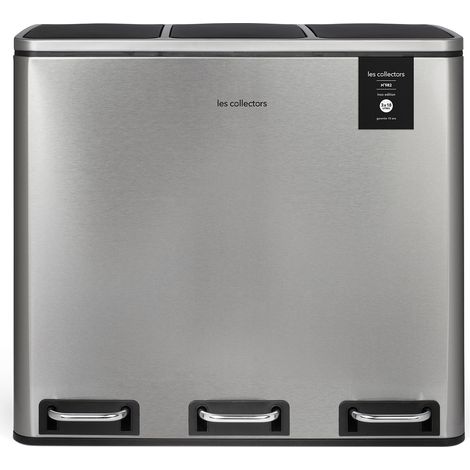 Les Collectors Cubo de Basura con Tapa, Acero Inoxidable, Plata, 56 cm (1/5)