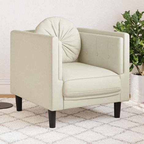 Samt Sofa mit Kissen, modern, creme, 71x77x70 cm (1/5)