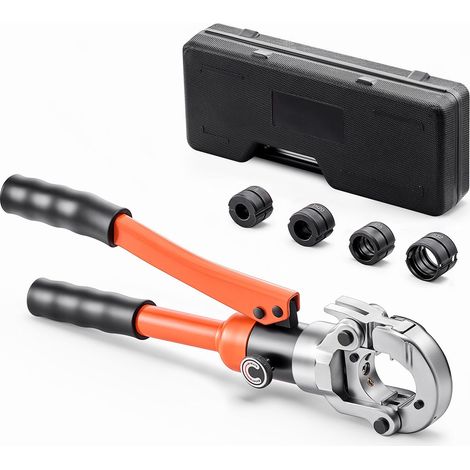 Outil de sertissage hydraulique pour tuyaux PEX et aluminium-plastique, avec mâchoires TH16, TH20, TH26, TH32 et mallette de transport. Kit de presse pour réparations et installations de plomberie. (1/5)