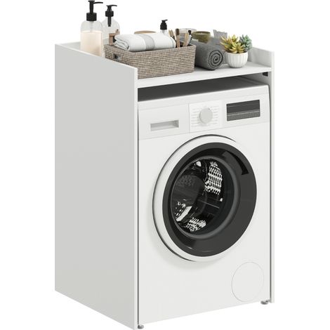 Armoire de salle de bain blanche compacte 64 x 60 x 97,5 cm avec étagère ouverte idéale pour petits espaces de rangement (1/5)