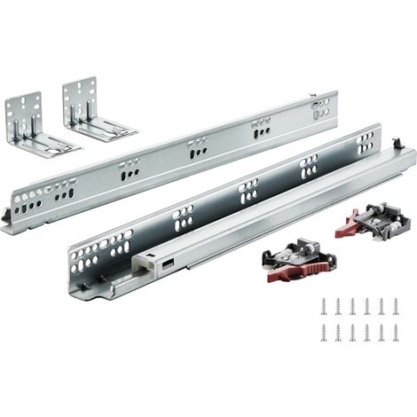 VEVOR Guida Scorrevole per Cassetti Lunghezza 457,2mm, Guide per Cassetti con Estensione Carico max. 45,4kg, Guida Cassetto Estraibile Laterale in Acciaio al Carbonio, Set di Guida Cassetti 6 Pezzi