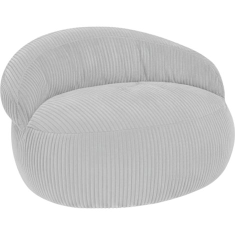 Pouf XXL déhoussable en velours côtelé BANANAIR 110x100 cm gris clair