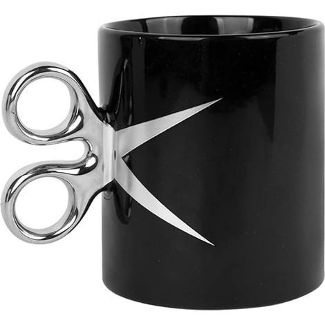 Tasse à café céramique blanche, grande capacité, manche en ciseaux, cadeau coiffeur barbier, mug thé original pour coiffeuse, tasse artistique pour styliste capillaire, cadeau femme. (1/4)