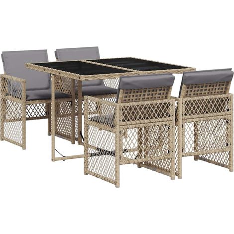Maison Exclusive - Set comedor de jardín 5 pzas con cojines ratán (1/5)