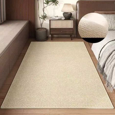 Moderner, weicher Wohnzimmerteppich (140 x 200 cm) – Fleckenabweisender beiger Teppich für Schlafzimmer, Balkon und Flur (1/5)