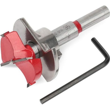 Fraise à bois de 35 mm pour charnières de portes et de meubles avec butée de profondeur (10-40 mm) (1/4)