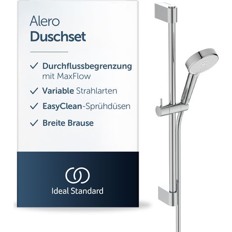 Ideal Standard Alero Duschset mit 640 mm Brausestange ✔ Chrom - Brausekombination mit 640 mm Stange, Brause mit zwei Strahlarten, Idealflex-Duschschlauch 1750 mm, BE178AA (1/5)