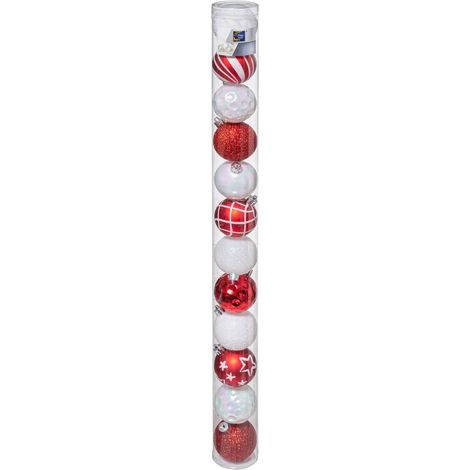 Déco de sapin Lot de 12 Boules de Noël D 6 cm - Rouge et Blanc - Feeric Christmas
