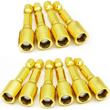 Douilles magnétiques, lot de 10 embouts hexagonaux pour tournevis à douille magnétiques, aimants puissants, revêtement métallique. (1/5)
