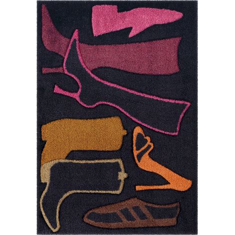 Paillasson intérieur antidérapant motif chaussures multicolore (1/5)