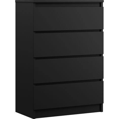 Commode 4 Tiroirs, Noir Mat, 70 x 39 x 101 cm (1/5)
