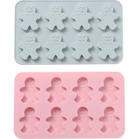 Silikonform – Lebkuchenmann-Form – 8 Mulden – Für Eiscreme, Schokolade, Bonbons, Gelee, Seife – 2 Stück (1/5)