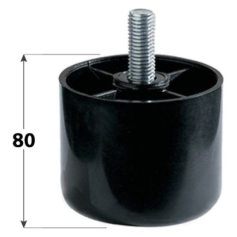 PIEDE IN PLASTICA SERIE Ø 60 - H.80 MM. - NERO