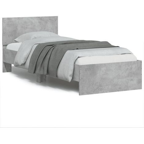 Maison Exclusive - Bettgestell mit Kopfteil Betongrau 75x190 cm H
