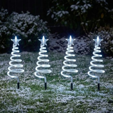 Set of 5 Cool White Spiral Tree Stake Lights (1/2)