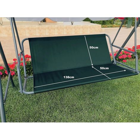 Housse de rechange pour balancelle de jardin en tissu Oxford 600D résistant (138 cm x 50 cm x 50 cm, vert / Housse de siège uniquement) (1/4)
