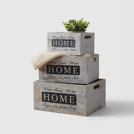 Set dekorative Holzkisten im Shabby-Chic-Stil Adelina (1/3)
