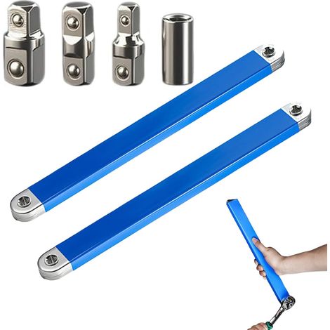 Clé d'extension décalée – lot de 2 – 6 adaptateurs inclus (1/2", 1/4", 3/8") – pour espaces restreints – mécanique et bricolage