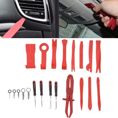 Kit d'outils de réparation audio automobile en plastique avec levier et tournevis, 21 pièces (rouge) (1/5)