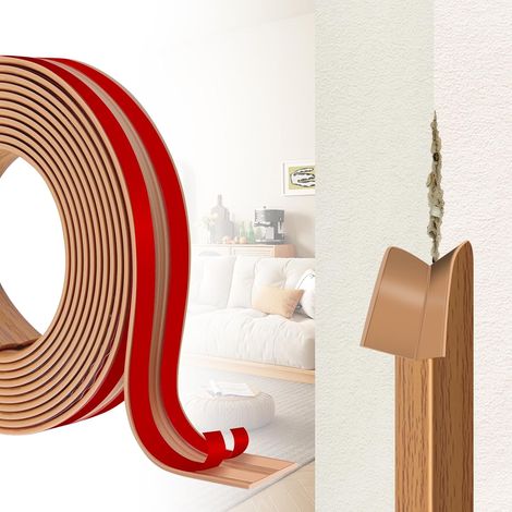 Baguette d'angle Autocollante PVC, Protection Flexible pour Murs et Meubles, Cornière Moulure Murale Profilé de Bord Souple pour Plafonds, Sols et Portes (1/5)