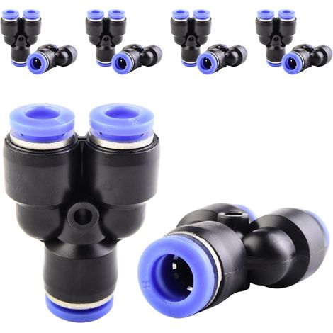 10 pièces 16 mm répartiteur en Y à 3 voies, raccord pneumatique, rapide plastique raccords Push to Connect, adaptateur de conduite d'air PY - PW8-6mm (1/5)
