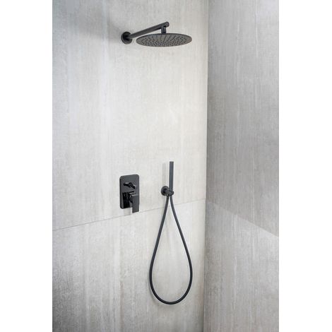 Kit de douche design rond noir mat