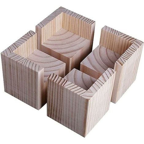 Set di 4 rialzi per letto, in legno, per sollevare mobili pesanti. (1/4)