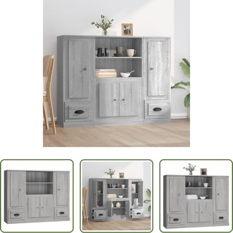 Holzwerkstoff - Highboards 3 Stk. Grau Sonoma Holzwerkstoff (1/5)